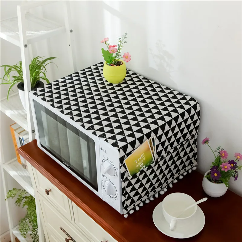 

1PC 30*90CM Microwave Dust Proof Cover Microwave Oven Hood Home Decor Microwave Towel With Pouch Home Supply