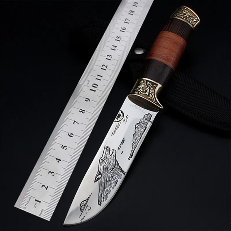 2020 New Hot Sale High Hardness Wood Handle Outdoor Fixed Tactical Combat Hunting Knife Camping Diving Military Knives EDC Tools