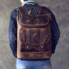 Большая вместительная мужская дорожная сумка, рюкзак для альпинизма, винтажный масляный рюкзак из натуральной кожи, сумка на плечо, мужской рюкзак ручной работы
