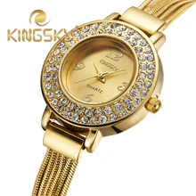 Relogio Feminino Fashion Brand Women Dress Watch gold Full Steel Analog Quartz Ladies Rhinestone Wrist watches Relojes De Marca