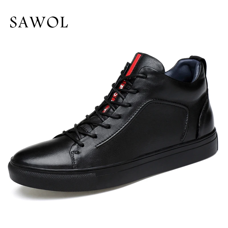 

Genuine Leather Men Shoes Casual Shoes Brand Winter Boots Men Winter Shoes Flats Sneaker Warm Plush Spring Autumn Big Size Sawol