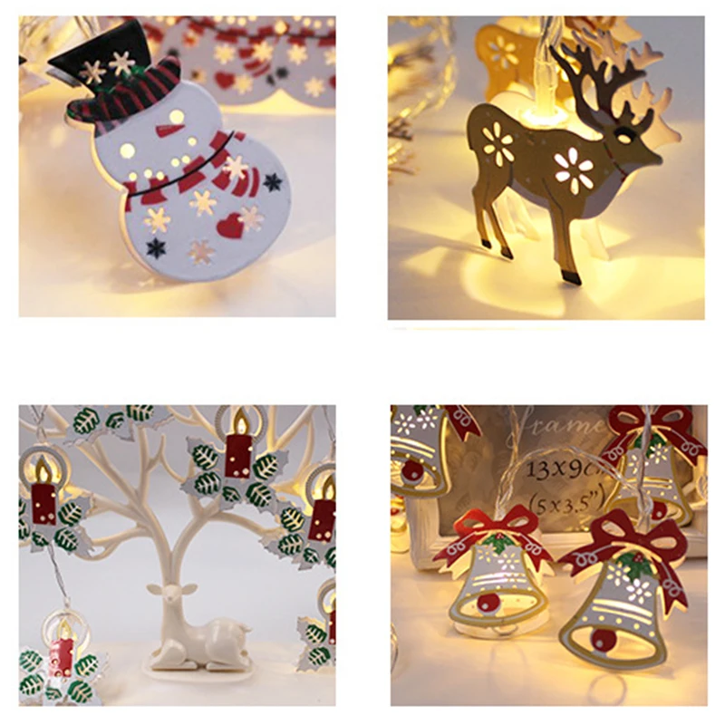 Led String Lights Snowman Christmas Light Painted Bell Elk Candle Home Wedding Decoration Lamp 10Led 1.8M Fairy Holiday Lights