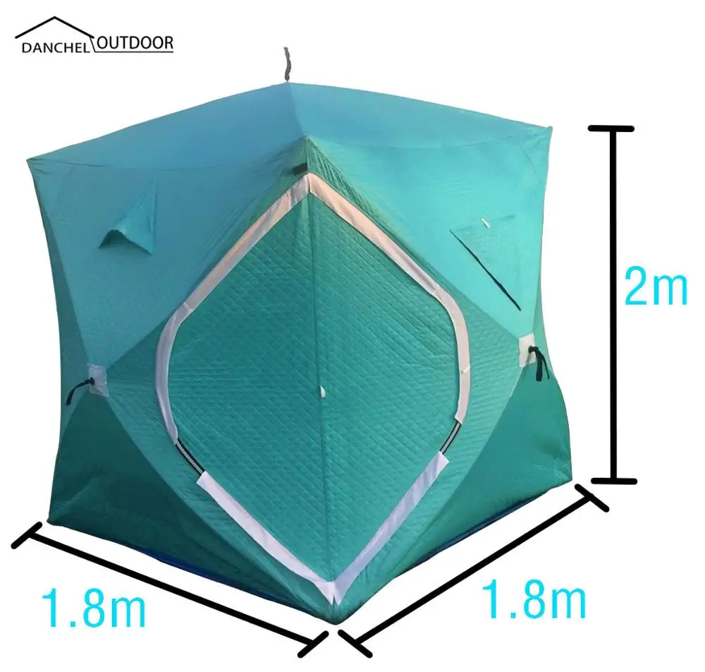 2 слоя хлопка зимние палатка для зимней рыбалки рыболовные Портативный на открытом воздухе автоматически раскрывающаяся палатка с функцией УФ можно использовать в качестве подледной рыбалки или ночью - Цвет: 200x180x180