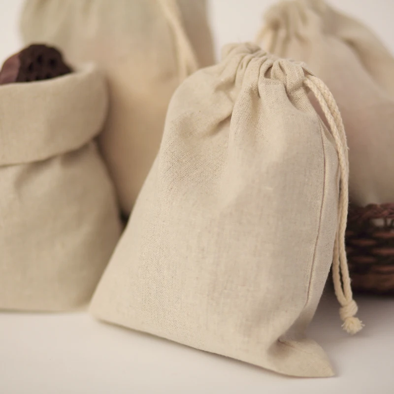 Drawstring tea packing bags linen packaging bag handmade fabric gift packaging pouches eco ...