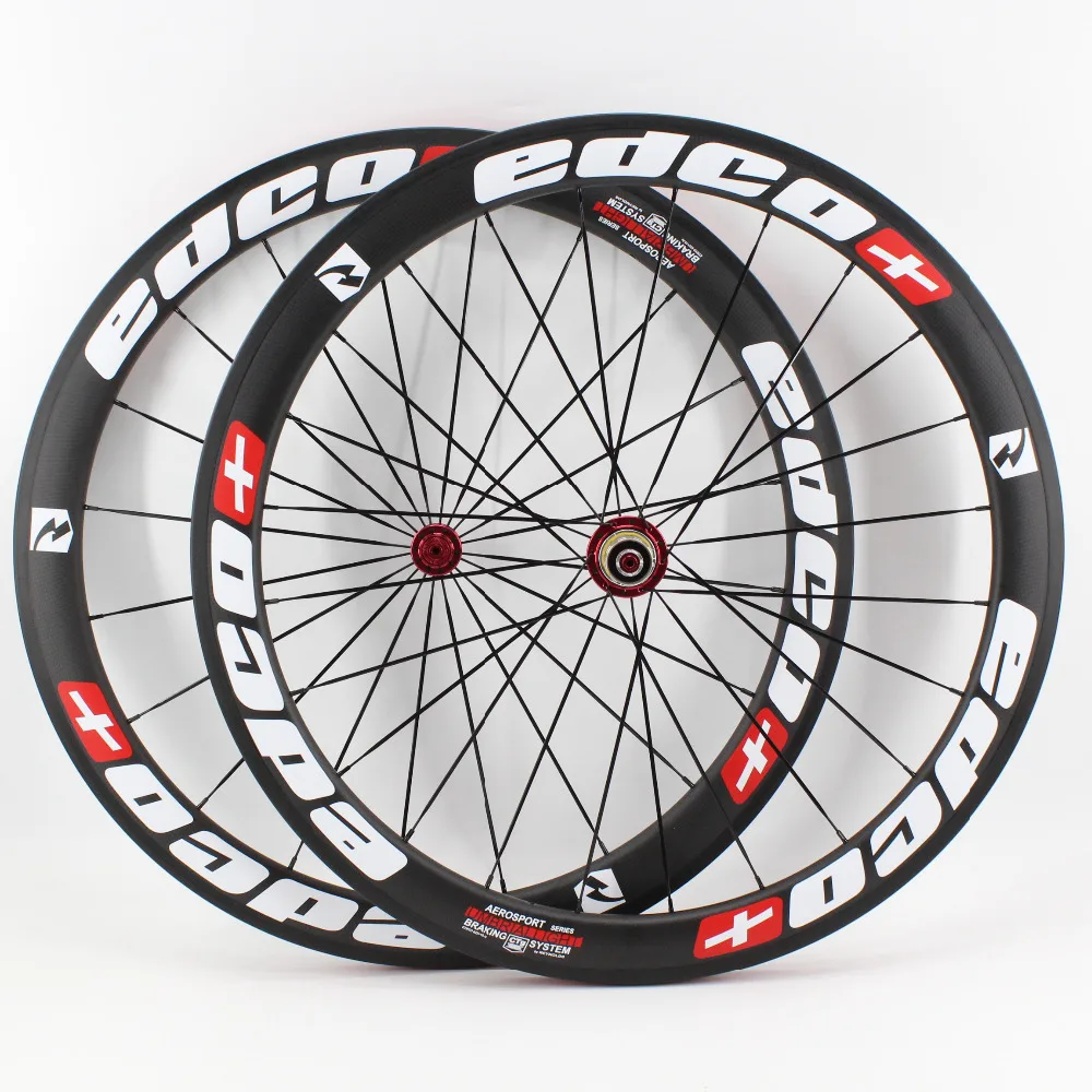 Flash Deal New white+red 700C 50mm clincher rims Road bike matte 3K/UD/12K full carbon fibre bicycle wheelsets 20.5/23/25mm width Free ship 19