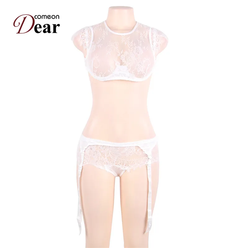 Comeondear RA80312 размера плюс Lenceria Эротика Mujer Sexi прозрачное сексуальное женское белье комплект Цветочный экзотический лифчик Sous Vetement Femme