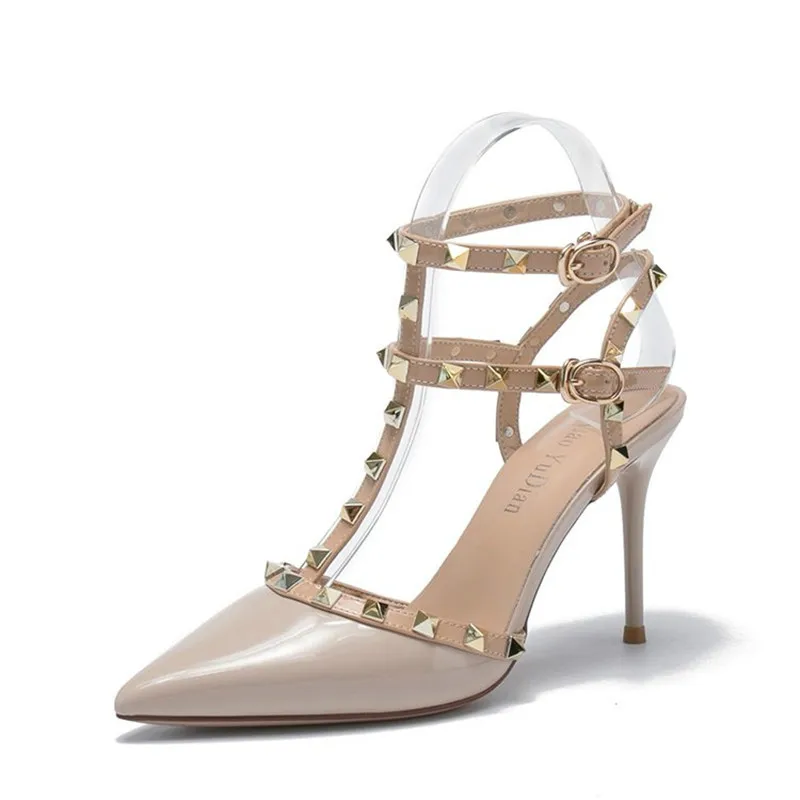 pointed toe sling back heels