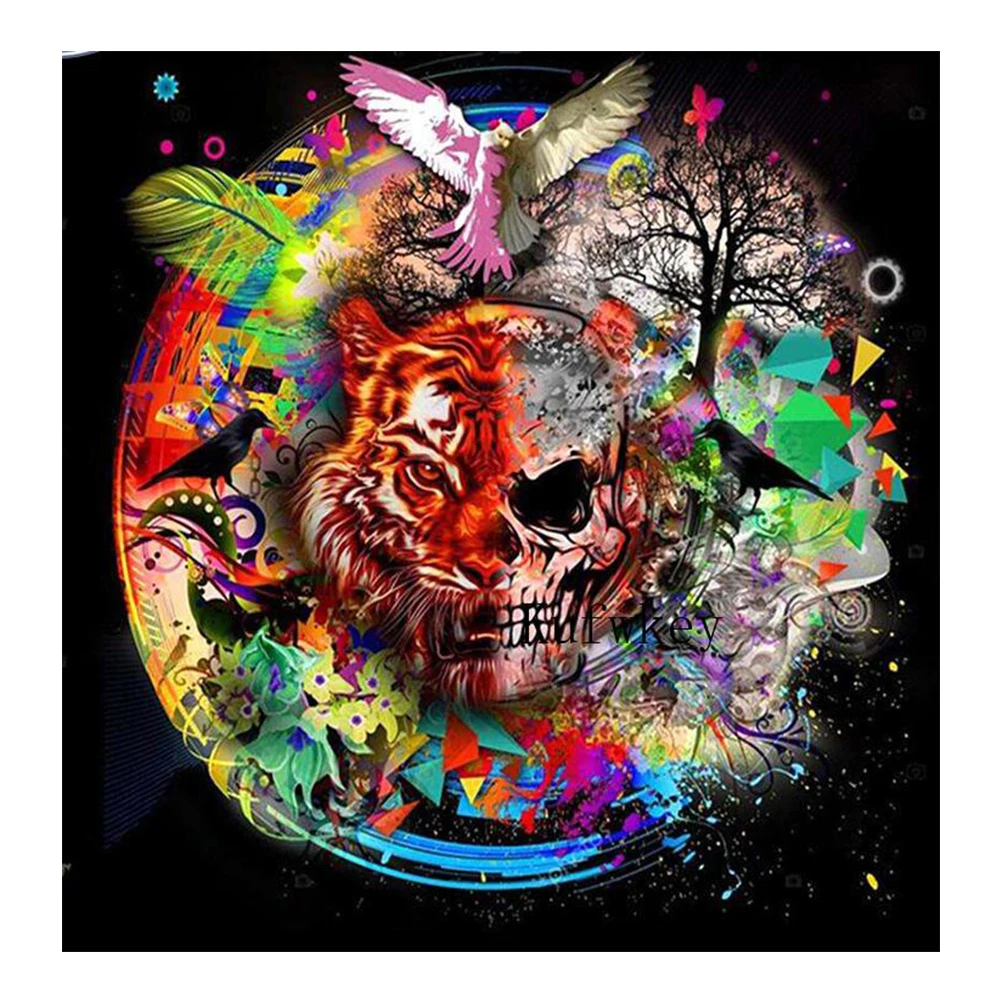 Skeleton birds 5d Diy Diamond Painting Cross Stitch Skull, Diamond
