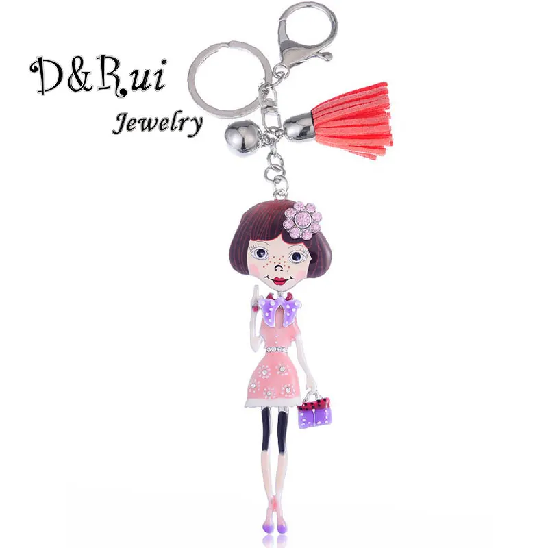 

Cute Enamel Key Chain Alloy Doll Keychain Car Key Holder Jewelry Accessories For Girl Gift Charm Key Chains 2019 Hot Sale Brand