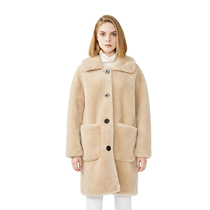 

MAOMAOFUR 100% Real Sheep Fur Coat Women New Fashion Warm Thick Long Style Fur Outerwear Ladies Real Wool Coat