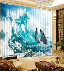 3D Шторы Современные шторы для гостиной морские волны Бушующие дельфины Home Decor украшения на заказ любой размер