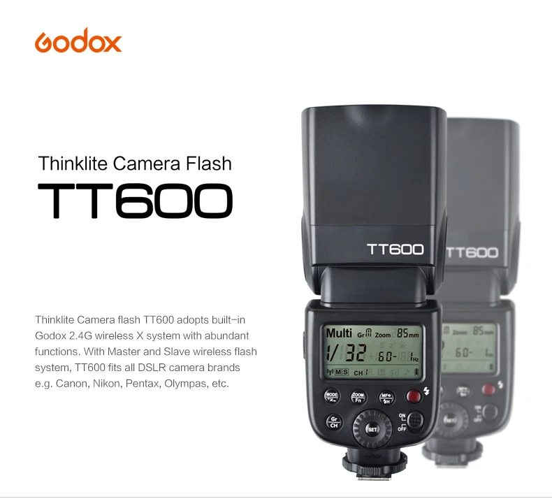 Godox TT600 2,4G Беспроводная GN60 Master/Slave камера Вспышка Speedlite Speedlight для Canon Nikon Pentax Olympus Fujifilm