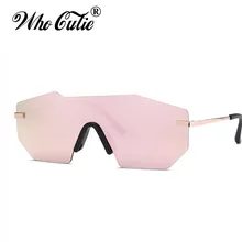 Кто милашка негабаритных без оправы цельные солнцезащитные очки для мужчин и женщин многоугольные бескаркасные защитные лучевые солнцезащитные очки оттенки Прямая поставка OM310