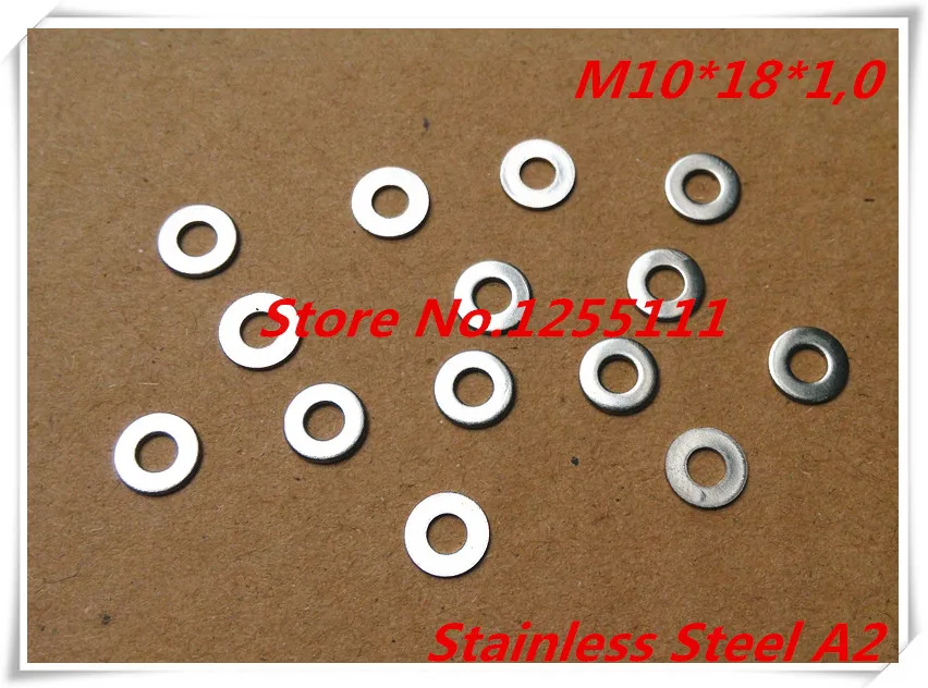 100pcs/lot M10 x 18 1.0 10mm Stainless Steel A2 Flat washer Thickness 1.0mm | Обустройство дома
