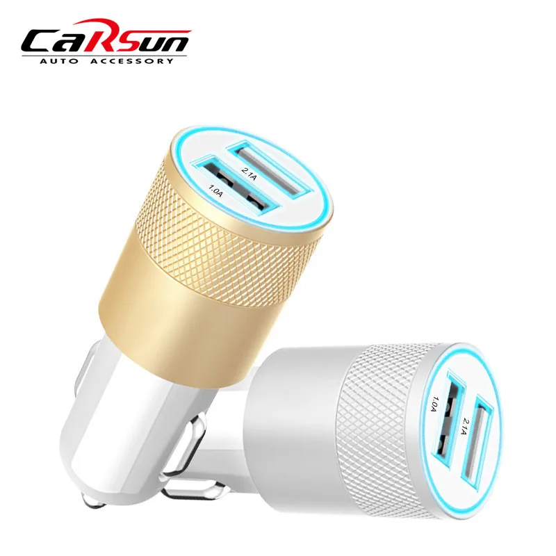 wholesale 50pcs/lot Alloy Universal Dual USB Car Charger For chevrolet cruze ford volkswagen toyota kia rio mazda bmw VW