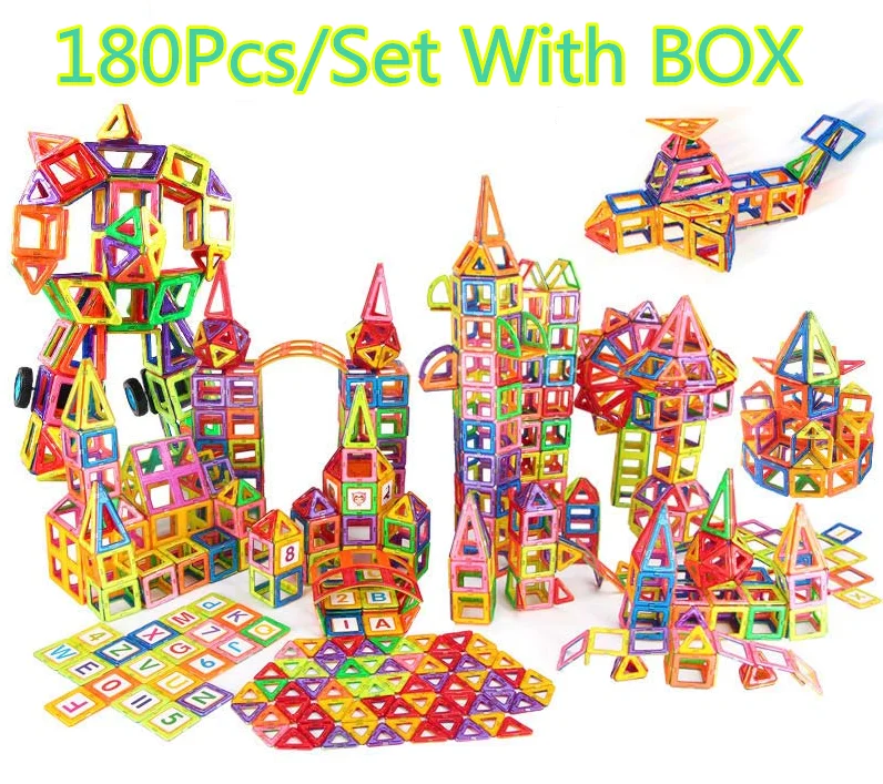 

180PCS Mini Magnetic Designer Construction Enlighten Assembly Models & Building Toy Kids Educational DIY Plastic Technic Bricks