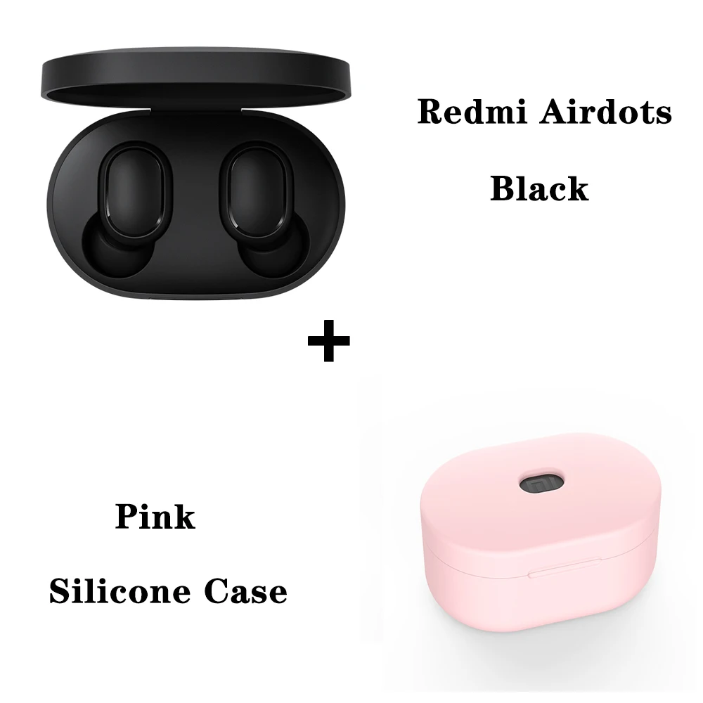 Xiao mi Red mi Airdots TWS mi Bluetooth 5,0 наушники Молодежная версия стерео mi ni Беспроводная bluetooth-гарнитура с mi c - Цвет: BLACK and Pink case