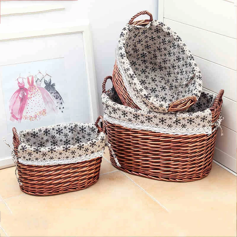 Creative Rattan Storage Basket Dirty Home Bathroom Garden Fabric