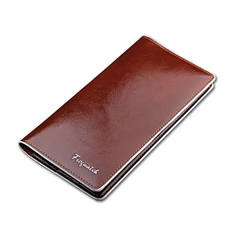 2017 Famous Brand Men&#39;s Soft Oil Wax Top Leather Long Wallets, Ultra Thin Smooth Solid Casual ...