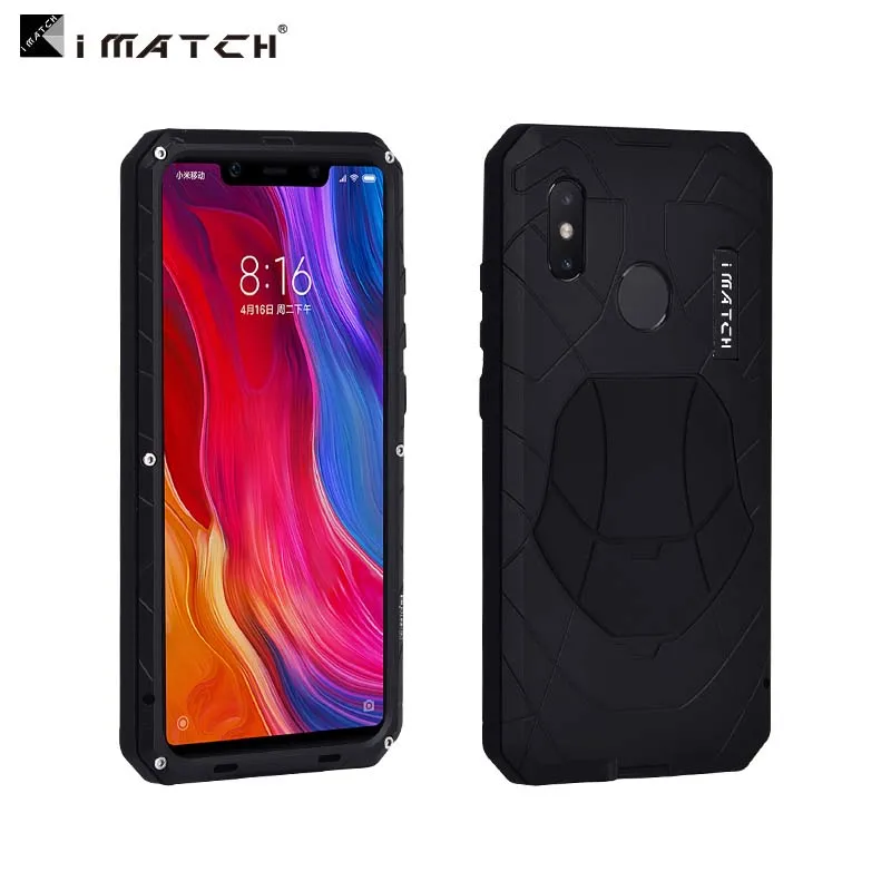 

IMATCH Daily Life Waterproof Case Luxury Metal Silicone Cover Mobile Phone Case Protection Case For Xiaomi Mi 8 Cover JS0363