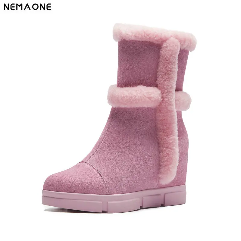 

NemaoNe 2018 Winter Woman Snow Boots girl's student's Ankle Boots Solid Platform zipper Women Flats Casual Women Shoes
