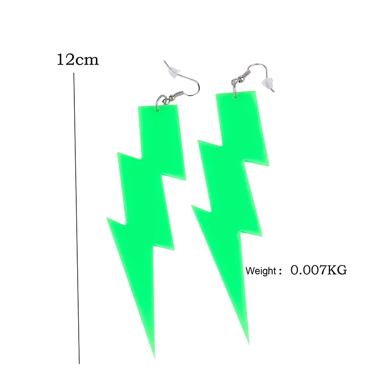 Супер длинные флуоресцентные 7 цветов акриловые молнии гром серьги сценическое шоу певица ночной клуб Висячие серьги для женщин E18051
