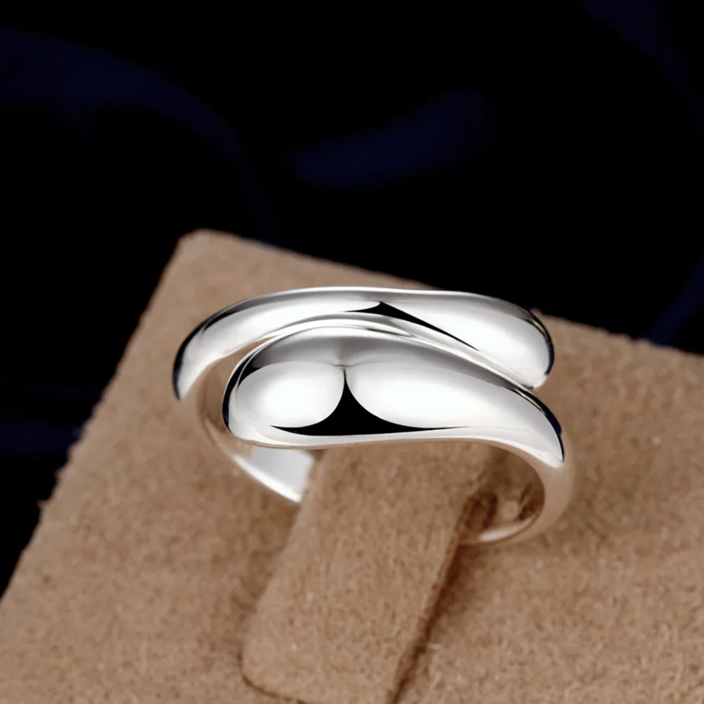 

Christmas Gift Wholesale Silver-plated Ring,Silver Fashion Jewelry,Double Round Head Jewelry Waterdrop Women&Men Finger Rings
