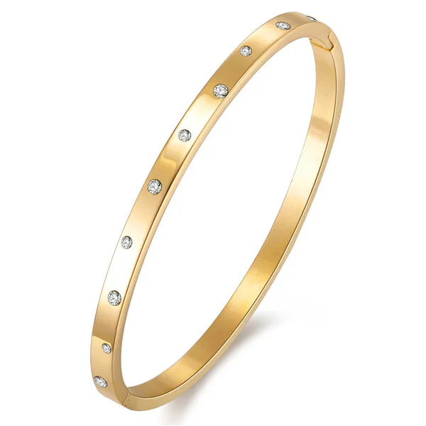 ZINDOV золотой браслет из нержавеющей стали женские модные ювелирные изделия Кристалл Тонкий браслет из розового золота для девушек дропшиппинг - Окраска металла: Gold Color