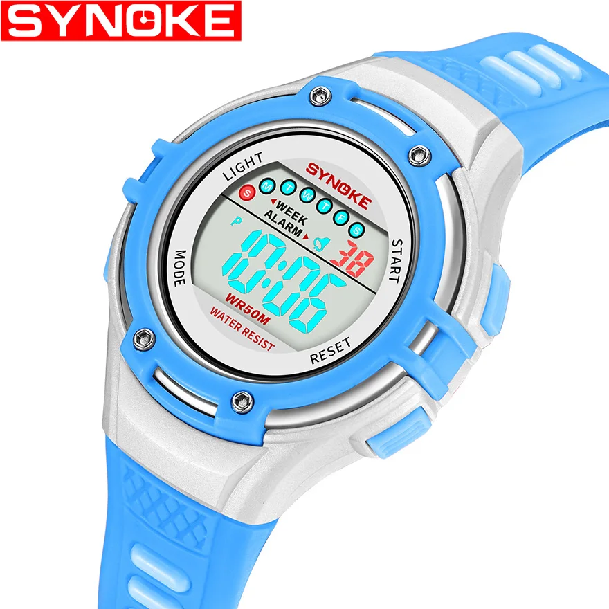 SYNOKE брендовые светодиодный цифровые многоцелевые водостойкие наручные часы на открытом воздухе спортивные часы для детей мальчиков и