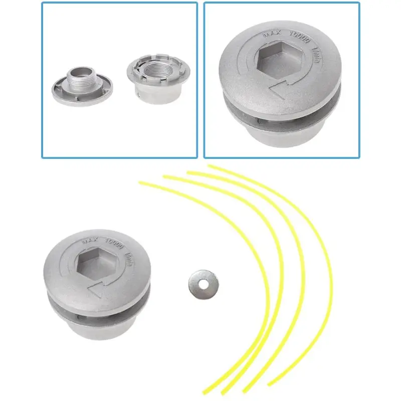 Алюминиевая Головка триммера травы с 4 линиями Головка триммера нить искусственная трава из нейлона режущая линия головка для замены