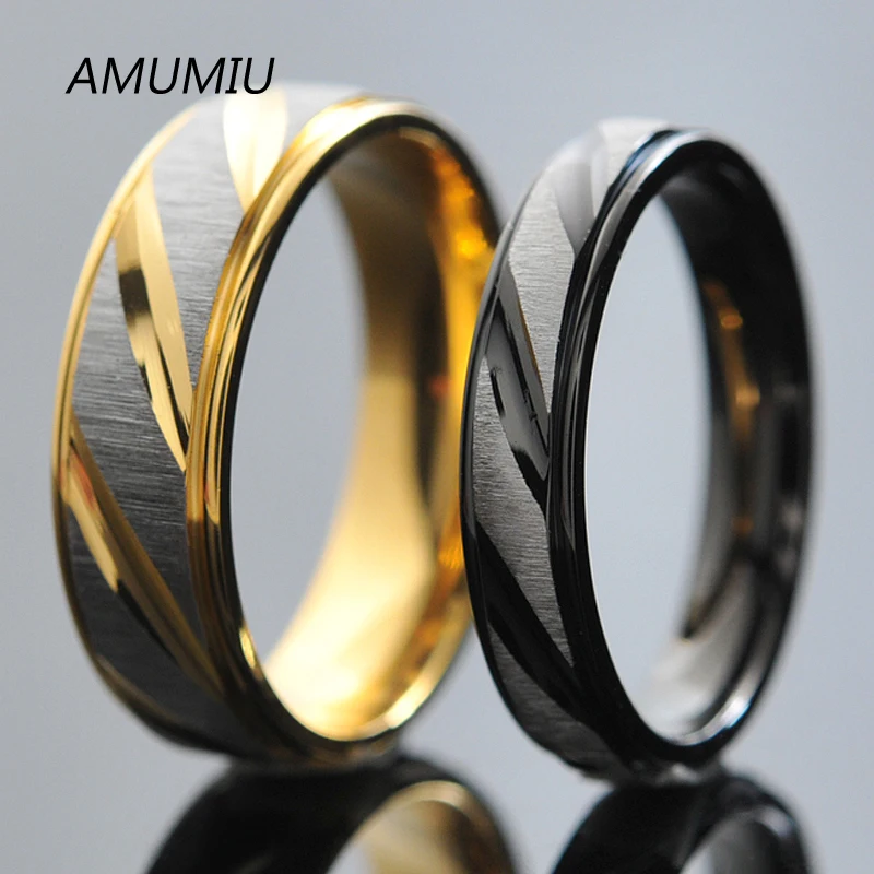 

AMUMIU Stainless Steel Rings Couple Korean for Men Women Engagement Anniversary Lovers, His And Hers Promise Ring HZR005