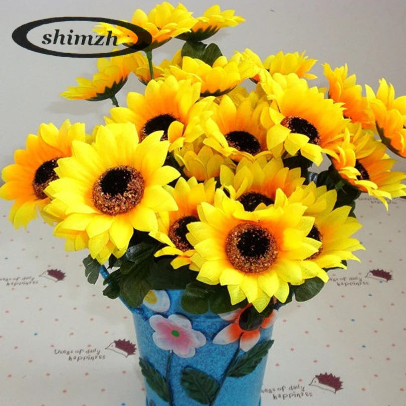 1PC Sunflowers Long Stem Wedding Bouquet Silk Centerpieces Flowers Decoration