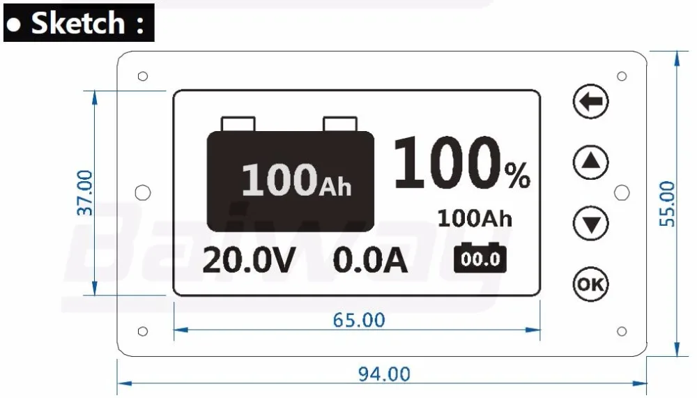 TF03 100V 500A универсальный тестер емкости батареи индикатор напряжения тока панель кулонометра кулонометр 12003189