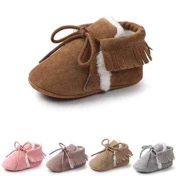 

Winter Warm Shoes Newborn Baby Girls Boys First Walker Pink Grey Brown Infant Toddler Shoes 0-18 Month Booties Anti-slip Shoes