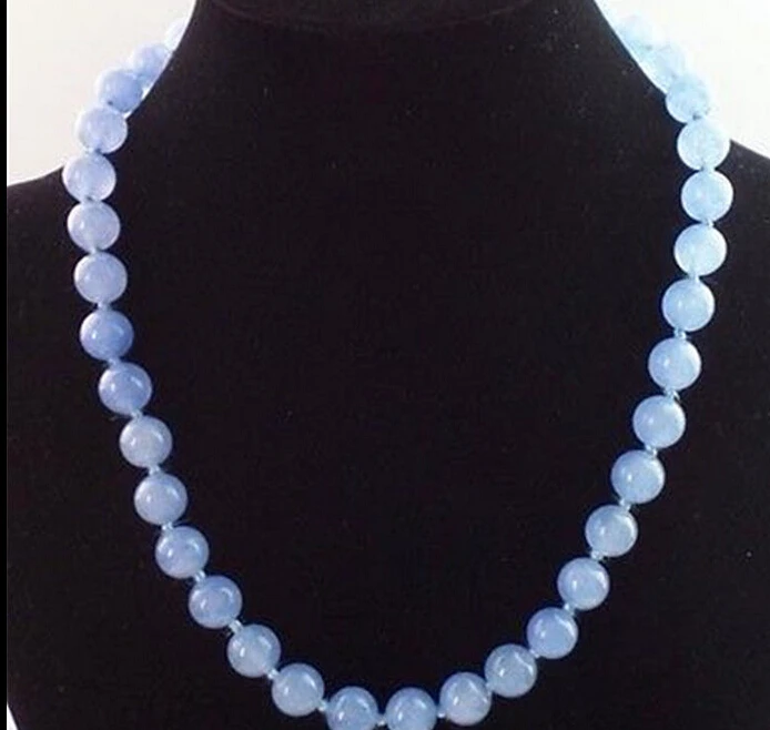 

Jewelr 005573 whoesale 5 pcs 8MM BLUE JADE ROUND BEADS NECKLACE AAA+