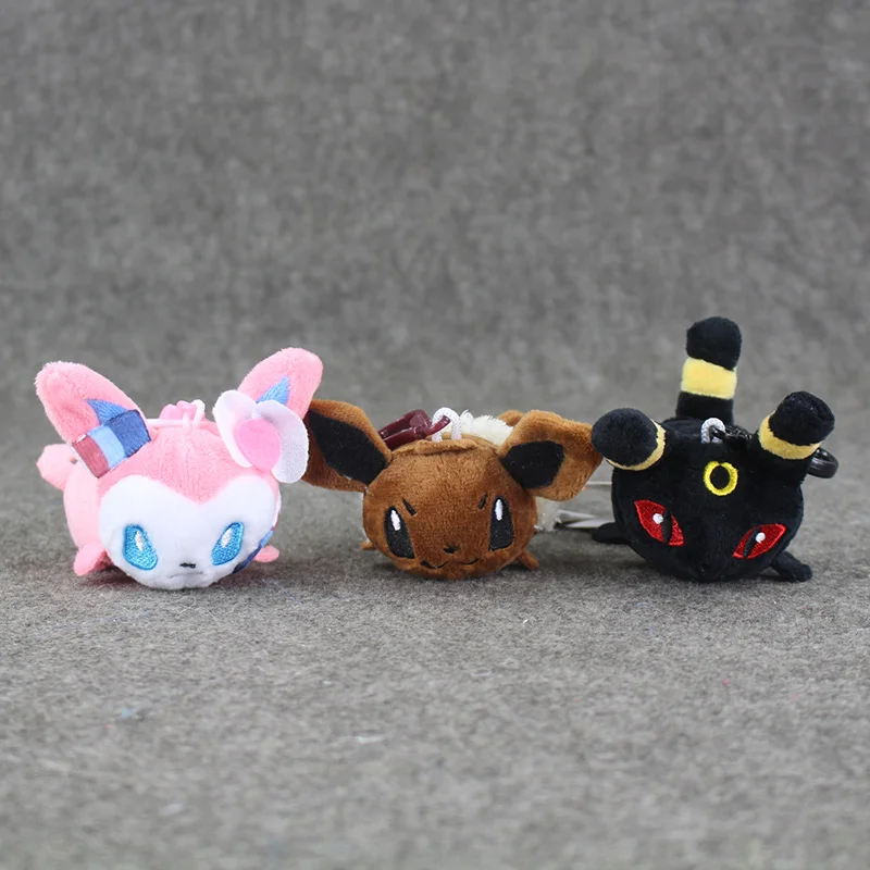 4-7 см Eevee плюшевая игрушка Squirtle Charmander Bulbasaur Sylveon Umbreon Мягкая кукла-подвеска с крючком