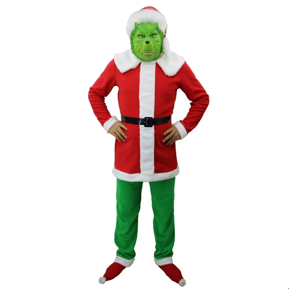 

Grinch Mask Brand New Sale 2019 Santa Grinch Costume How the Grinch Stole Christmas Party Cosplay Suit Outfits for Men Women