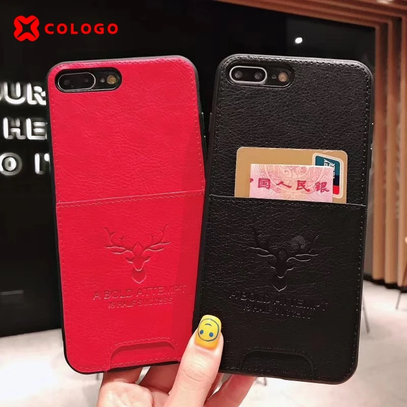 

Luxury Sika deer pattern Card package wallet cover case for iphone 7 6 6S X10 8 plus XR XS MAX Fashion soft silicon Phone cases