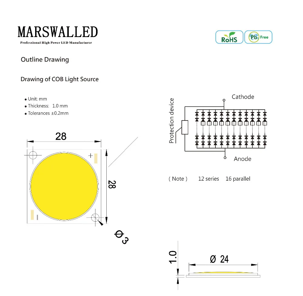  MARSWALLED High CRI 90+ High Power Density COB LED Daylight White DC36-38V 2.5A 100W 10000LM for Fl - 32861523677