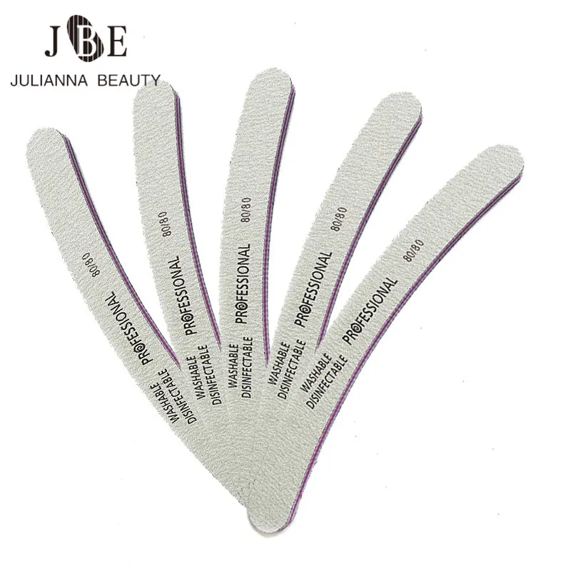 10pcs X Grey Nail Files Sanding 80/80 Curved Banana For Nail Art Tips