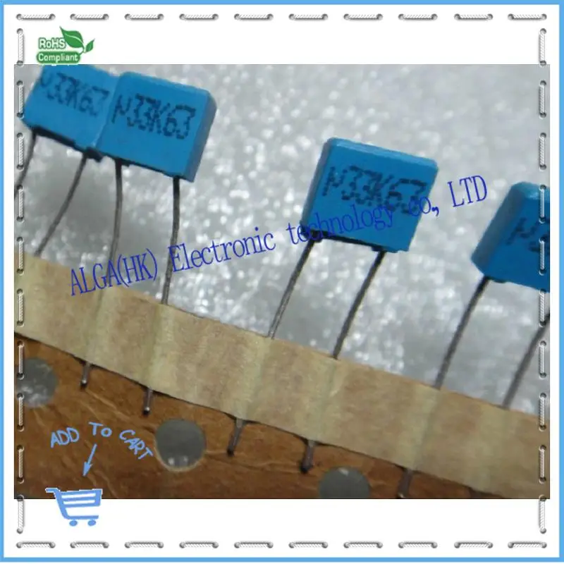 imported film capacitor 0.33 uf 330 nf 334/63 v P = 5 mmin Capacitors