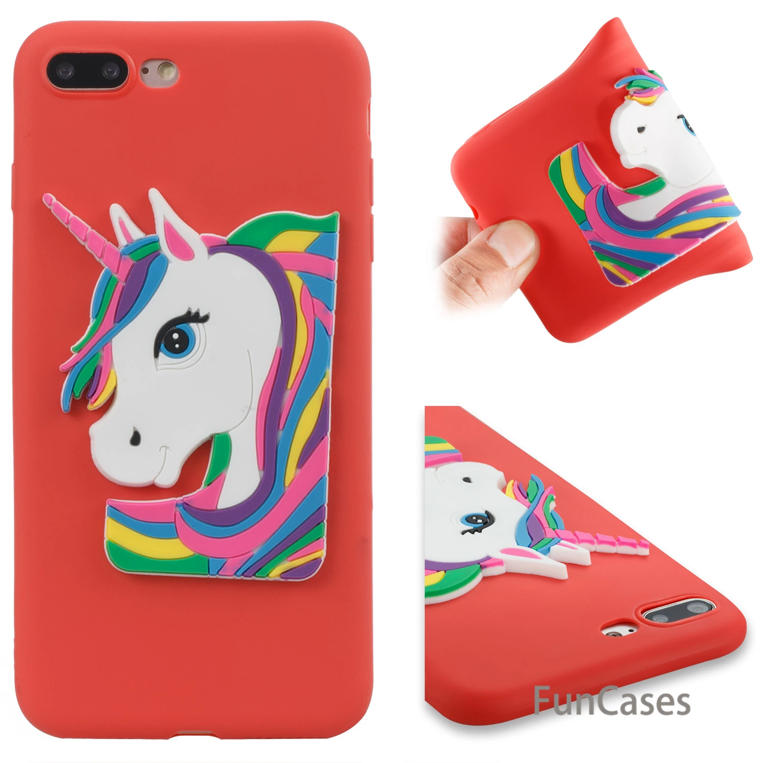 Симпатичные Единорог случае СПС Estuche iPhone 7 Plus Мягкий силиконовый чехол для
