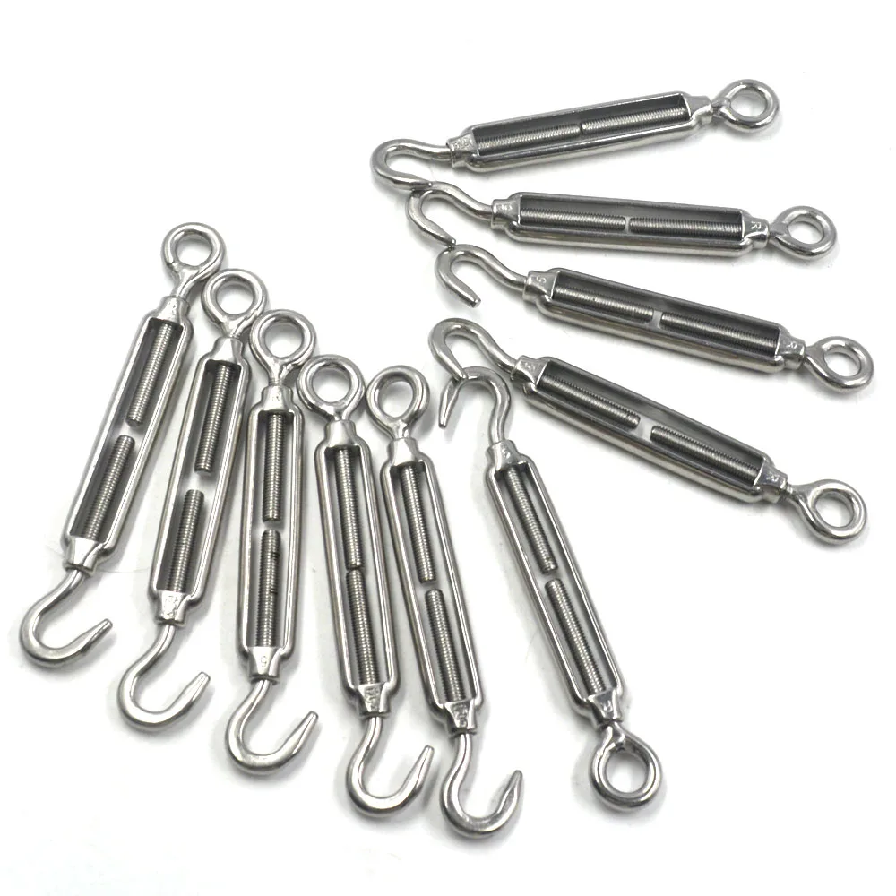 Wire Rope Cable M5 Hook & Eye Turnbuckle Stainless Steel 304 Pack of 10
