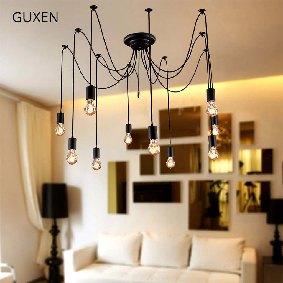 

GUXEN 6/8/10 lights lustre Retro Edison bulb light loft Lamp Pendant Lights Wrought Iron Lamps Restaurant Bar lighting