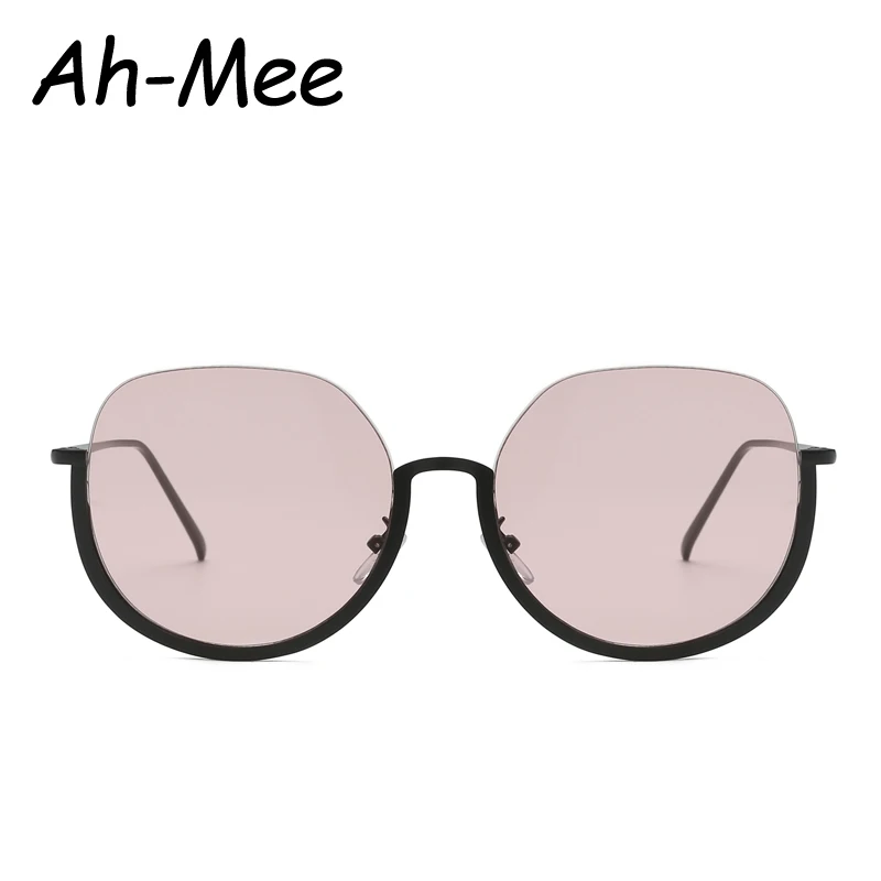 

Vintage Oval Sunglasses Women Brand Designer Pink Oversized Eyewear Unisex Sun Glasses Half Frame Round Shades UV400