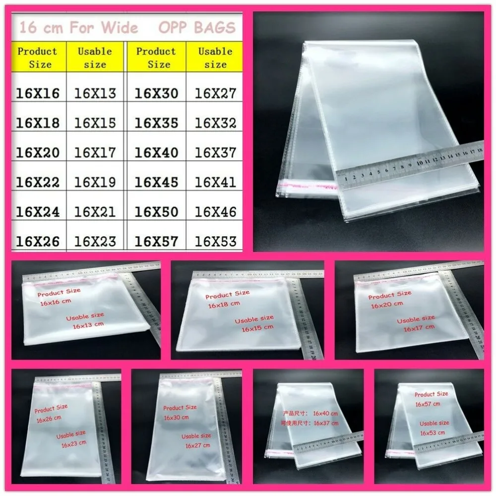 Clear Cellophane Cello Bags Display Garment Self Adhesive Peel Seal Plastic OPP