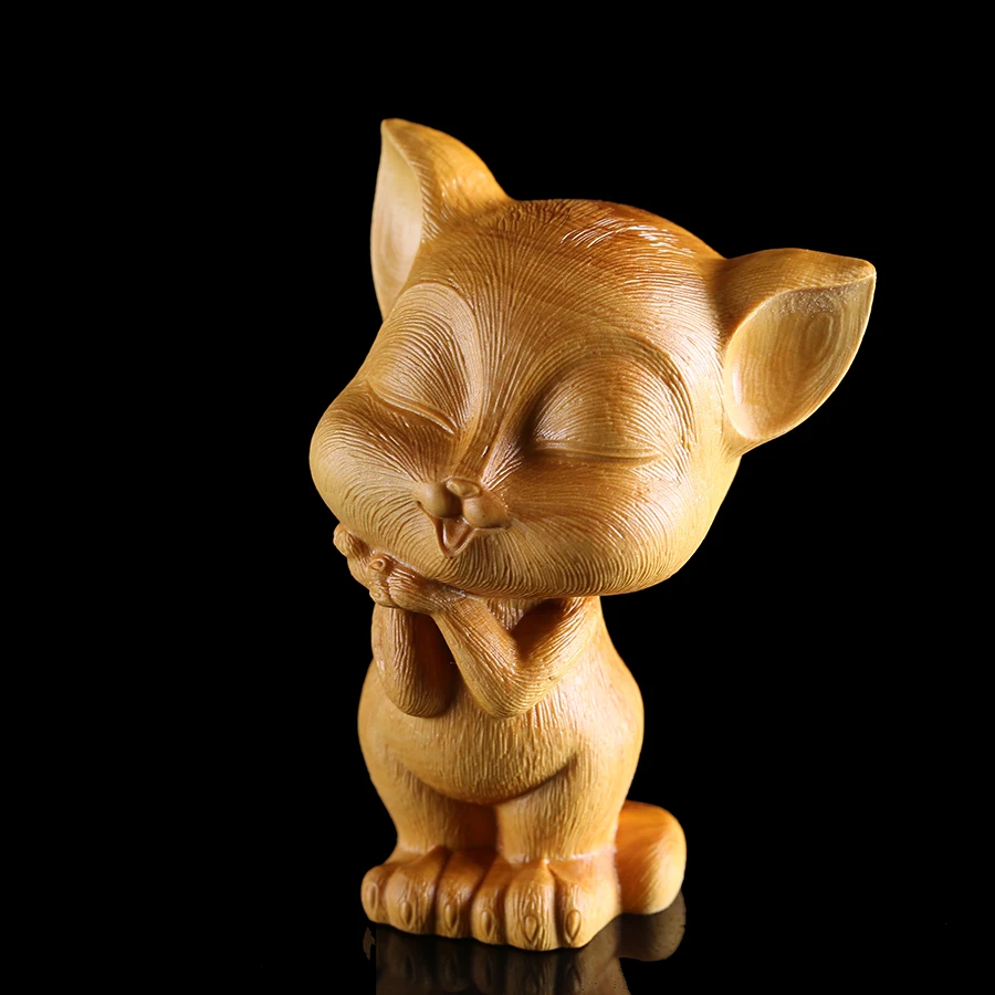 

Handcrafted Wooden Cat Statue: Delicate Wall Art & Perfect Valentine's Day Gift