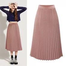 Модная женская однотонная плиссированная юбка с высокой талией, эластичная юбка, женские вечерние юбки черного и розового цвета