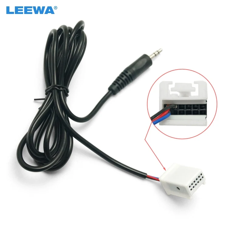 LEEWA 10pcs Car Stereo Audio 3.5mm Male AUX Adapter Cable For Volkswagen Polo/Golf/Seat