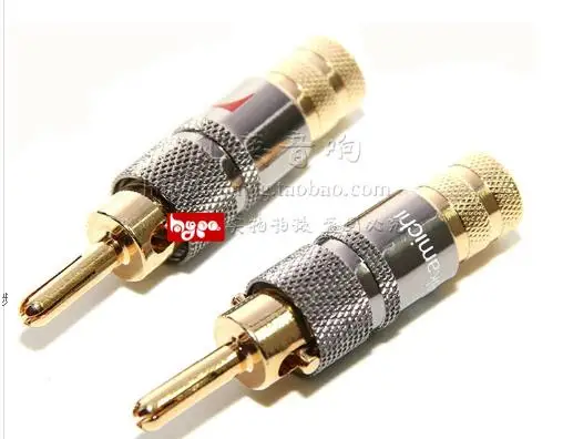 

2pcs Tight lock Audio cable pure copper cable speaker cable plug power amplifier banana head connector universal 4mm welding
